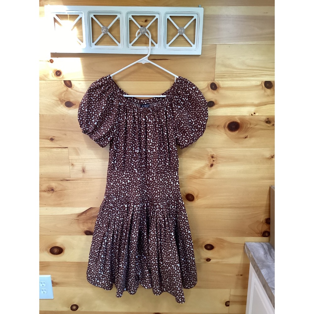 J.Crew Womens Brown White Floral Puff Sleeve Pocket Mini Dress Size 00